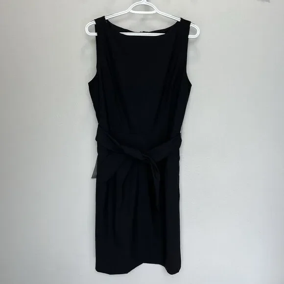 Ann Taylor | LBD Black Virgin Wool Sleeveless Knee Length Dress Belted Size 120 - Picture 2 of 8